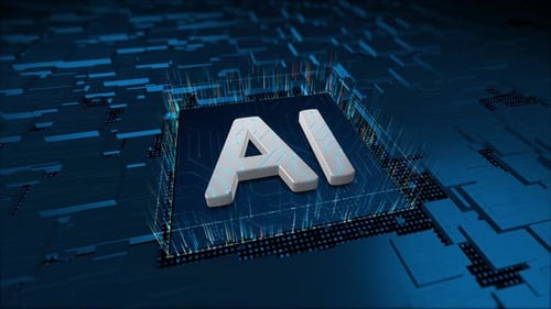 Futuristic AI Chip Processor: Digital Technology Background Animation