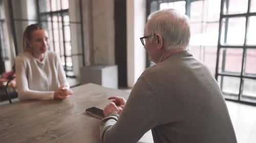 Job Interview in Modern Office Boss and Candidate Talking Cheerfully and Kindly Female Employee and