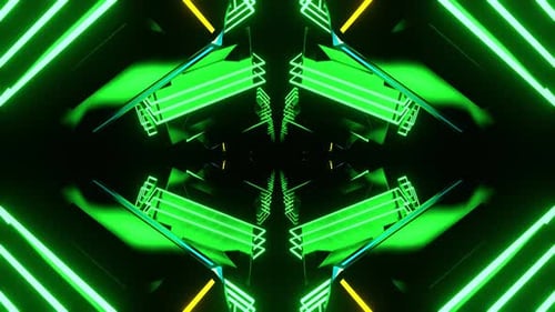 Grüne spektakuläre geometrische Ästhetik im Infinity-Hintergrund Vj Loop In 4K