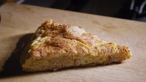 Slice Of Fried Toast Omelette For Breakfast. close up