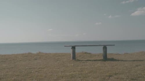 Ocean view from a subtle bench. In Brenderup, Denmark