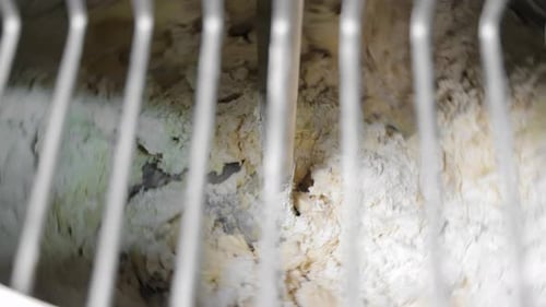 Dough Mixing Machine A View Through the Grate at the Dough Being Mixed