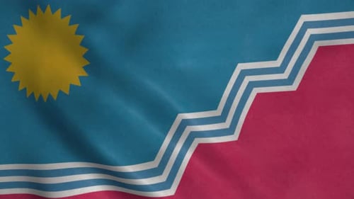 Abstract Waving Flag Animation with Sun and Geometric Pattern