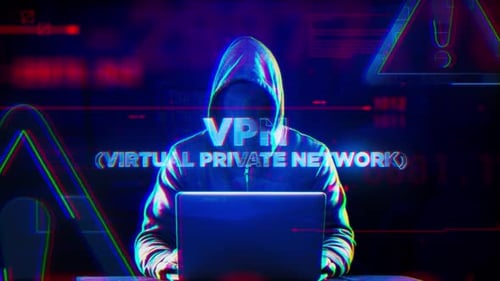 Vpn (Virtual Private Network) -Wort zur Hacker-Konzept-Technologie Futuristischer Datenhintergrund