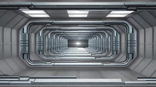 Voyage à travers un corridor métallique futuriste