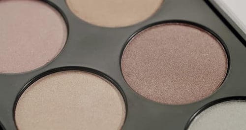 Close-up of Glamorous Eye Shadow Palette with Neutral Colors