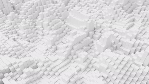 Ripples on Grid of White Blocks Abstract Background Loop of Waves of Square Columns Voxel Noise