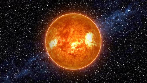 Dynamic Glowing Sun Rotating in Starry Space