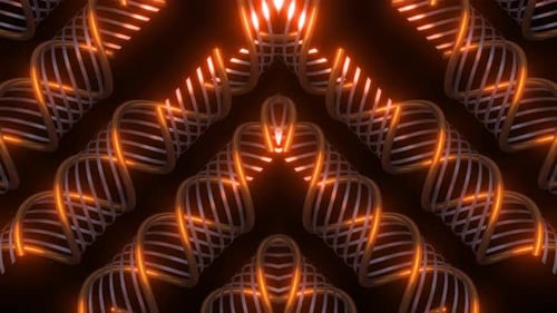 Abstract Glowing Golden Helix Kaleidoscope Loop