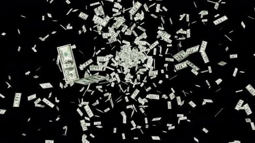 Falling Hundred Dollar Bills Animation with Alpha Channel