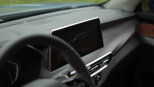 Modern Car Dashboard with Infotainment System