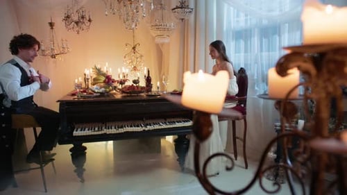 Candles Romantic Dinner Piano