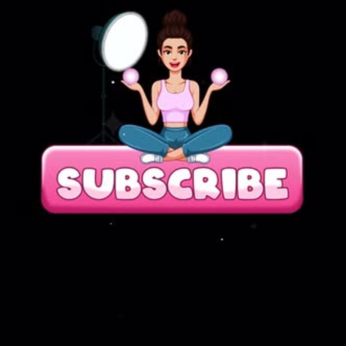 Cartoon Subscribe Button Animation With Character And Sparkles