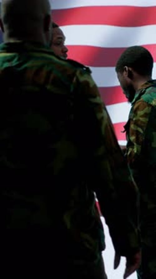 Vertical Video US Soldiers in a High Tech Command Center Protecting Classified Information