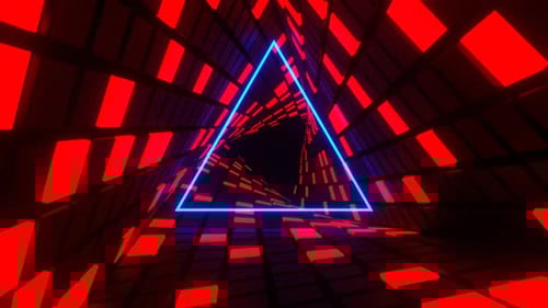 Red And Blue Neon Lights Spiral Triangle Tunnel Background Vj Loop In 4K