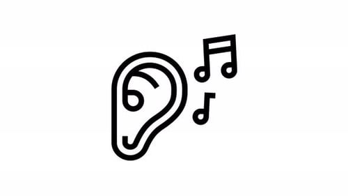 Minimalist Animated Ear and Music Notes Icon