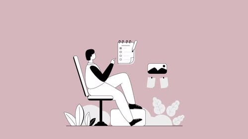 Flat Design Character Animation of Task Management