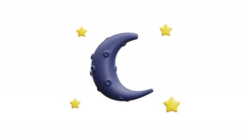 Artistic 3D Moon and Stars Night Sky Animation