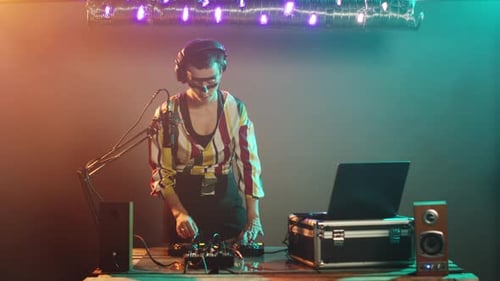 Crazy Club Musician Raising Palm to Show Denial and Stop