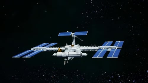 3D Animation of International Space Station and Astronaut in Orbit