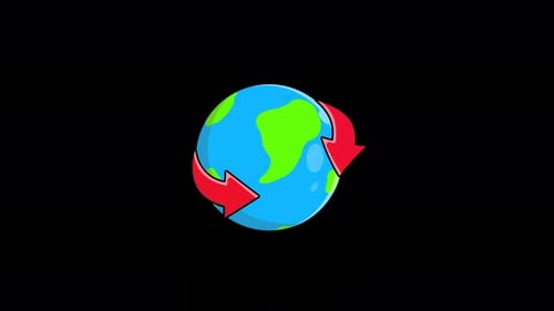 Animated Global Connection Earth Icon with Rotating Arrows