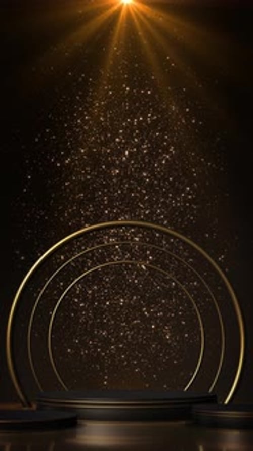 Elegant Golden Glitter Stage for Awards and Celebrations