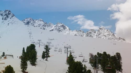 Daytime Timelapse Of A Ski Resort