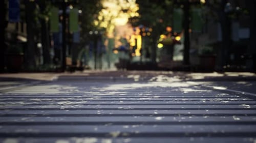 Passarela na estrada para segurança quando as pessoas atravessam a rua
