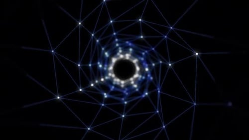 Abstract plexus tunnel background. Network connected data tunnel background animation .