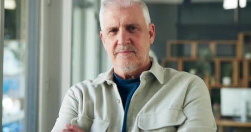 Smile, face and professional with business man in office for about us, pr agency and confidence