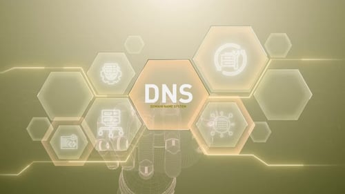 Futuristic DNS Domain Name System Technology HUD Animation
