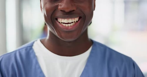 Smile, healthcare and mouth of nurse in hospital for consulting, medical and professional