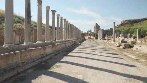 Scenic colonnade in Perge (Perga) at Antalya Province, Turkey