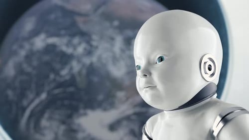 Concept of Futuristic Humanoid Children in the Style of Metal and Wires