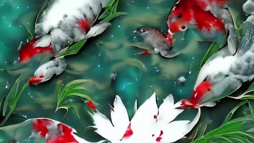 Japanischer Teich mit Koi-Animations-Hintergrundvideo