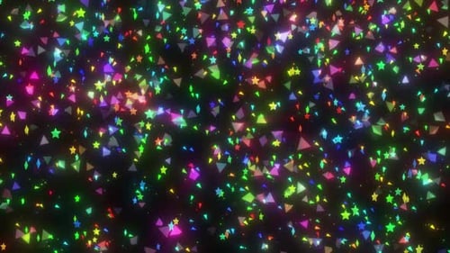 Particle Animation On Black Background. Abstract Animation Of 3d Geometric Shape And Glowing