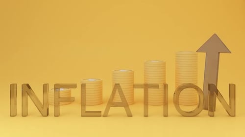 Financial Inflation Growth with Stacks of Coins and Upward Arrow