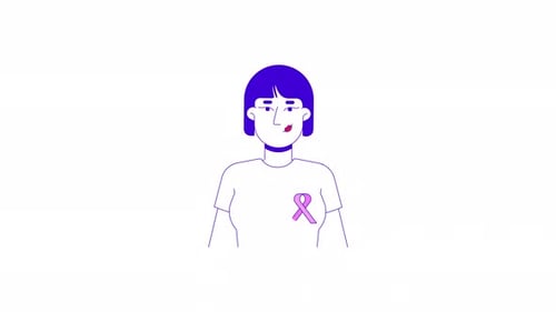 Asian-american woman wearing tshirt solidarity ribbon 2D character animation