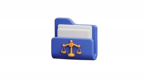 3D Animation Legal Folder With Justice Scale
