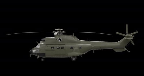 Military Helicopter Rotating on Alpha Channel – Seamless 4K Loop