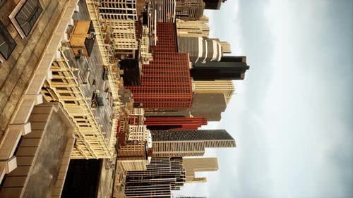 Impresionante vista vertical de la ciudad de Nueva York desde una azotea en el centro