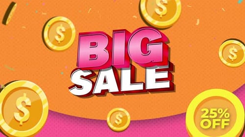 Dynamic Big Sale Announcement with Falling Coins and Confetti