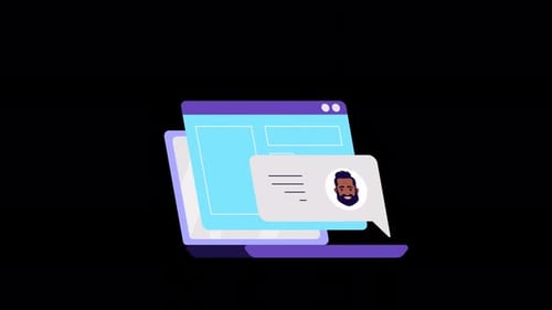 Chat bot animation. chatting with Robot, artificial intelligence, customer support concept