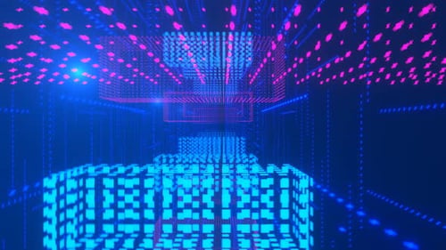 camera rotation and movement through abstract patterns. 3d render.