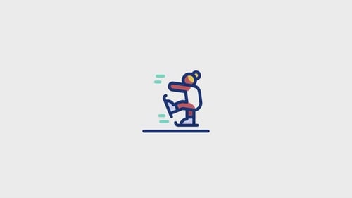 Animated Flat Design Ice Skater Icon