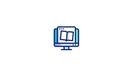 Flat Design Animated Icon: Computer Displaying Open Book