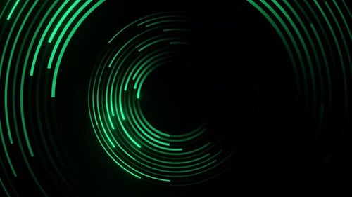 Abstract Green Neon Circular Lines Background