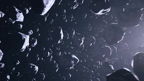 Asteroids Drifting Through Deep Space Field