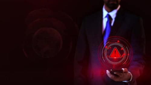 Empresário Virtual Display HuD Hologram Danger Critical System Error Message Aviso de computador