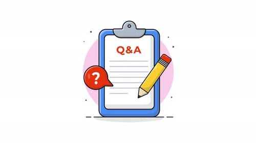 Animated Q&A Clipboard with Pencil and Question Mark
